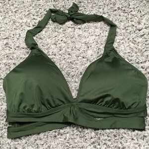 Shade & Shore Womens Size D/DD Tie-Back Removable Pad Green Bikini Top